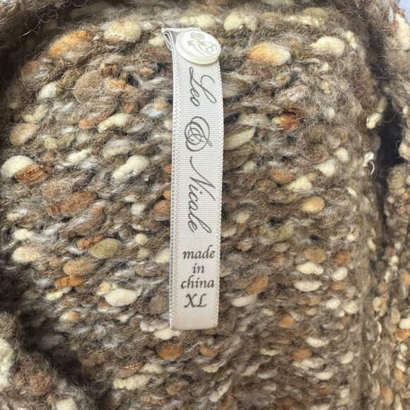 Leo & Nicole Womens Cardigan Sweater Brown XL Wool Blend Open Front Button - Picture 4 of 6